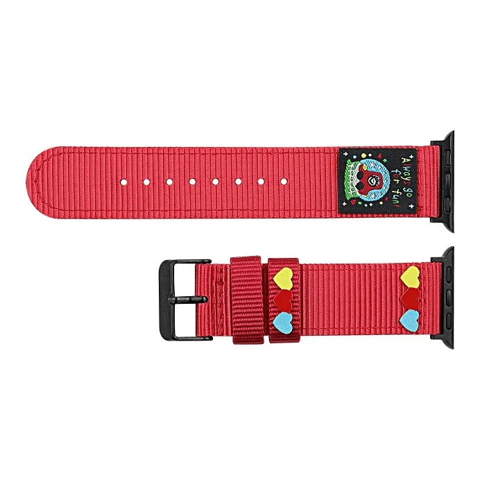 Warbler Dew Compatible With Apple Watch Apple Watch Band S9/S8/SE/7/6/5/4/3 Heart Icon Canvas Strap-1