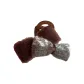AB Side Plush Bowknot Hair Clip-Green Coffee