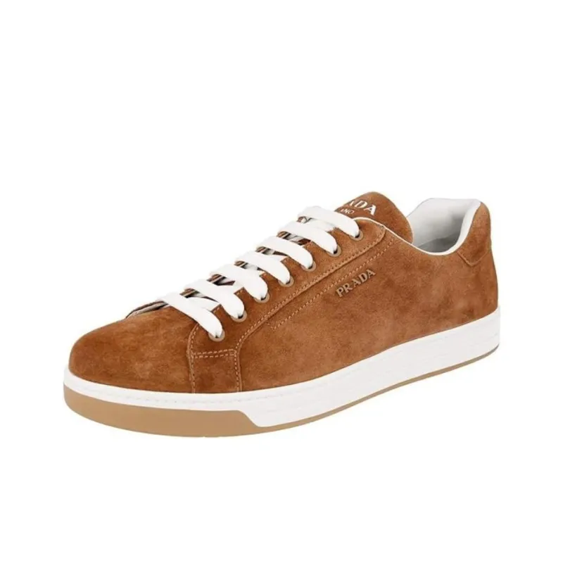 PRADA Low Top Skateboard Shoes Men's Brown-2
