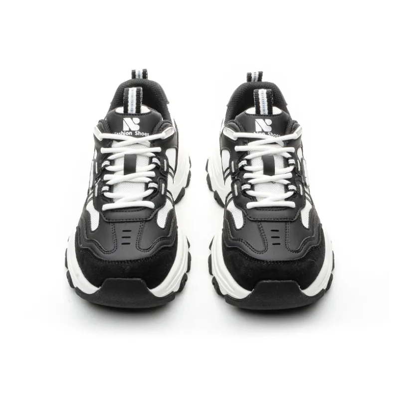 BENZI Casual Shoes Women's Low Top Black White/Apricot-1