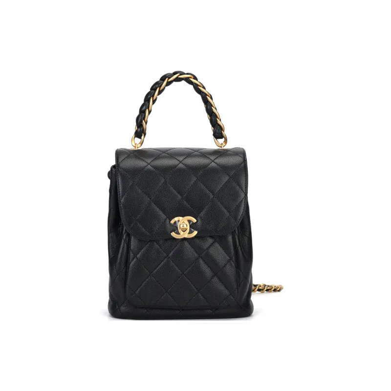 CHANEL Cow Leather Backpack Women's Black-0