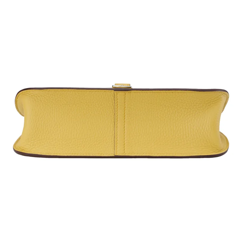 HERMES Halzan Clemence Bullock Leather Horse Shoe Bag Shoulder Bag Crossbody Bag Women's Sunshine Gold & Yellow-5