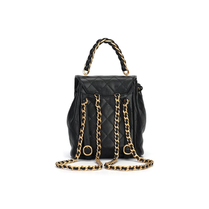 CHANEL Cow Leather Backpack Women's Black-2