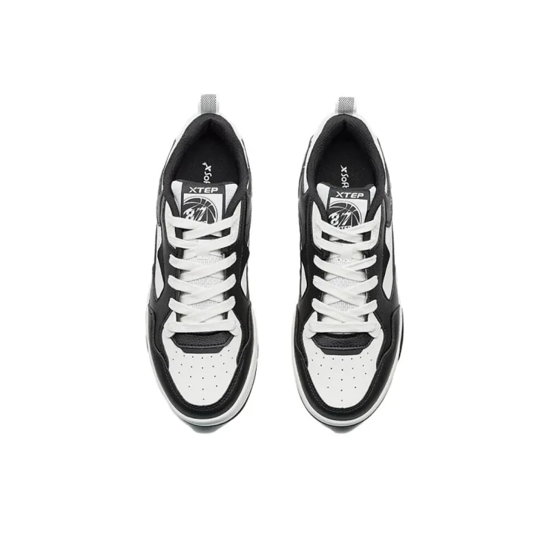 XTEP New Light Anti Slip Wear Resistant Low Top Skateboard Shoes Men's Black White-2