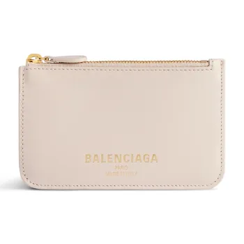 Balenciaga Cash Calfskin Card Holder Women's Latte