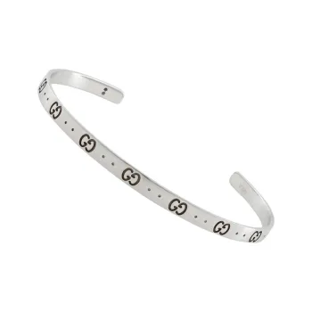 GUCCI 18K White Gold Bangles Women's Silver