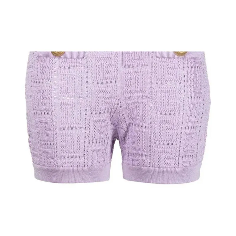 BALMAIN Monogram Mesh Knitted Shorts-5
