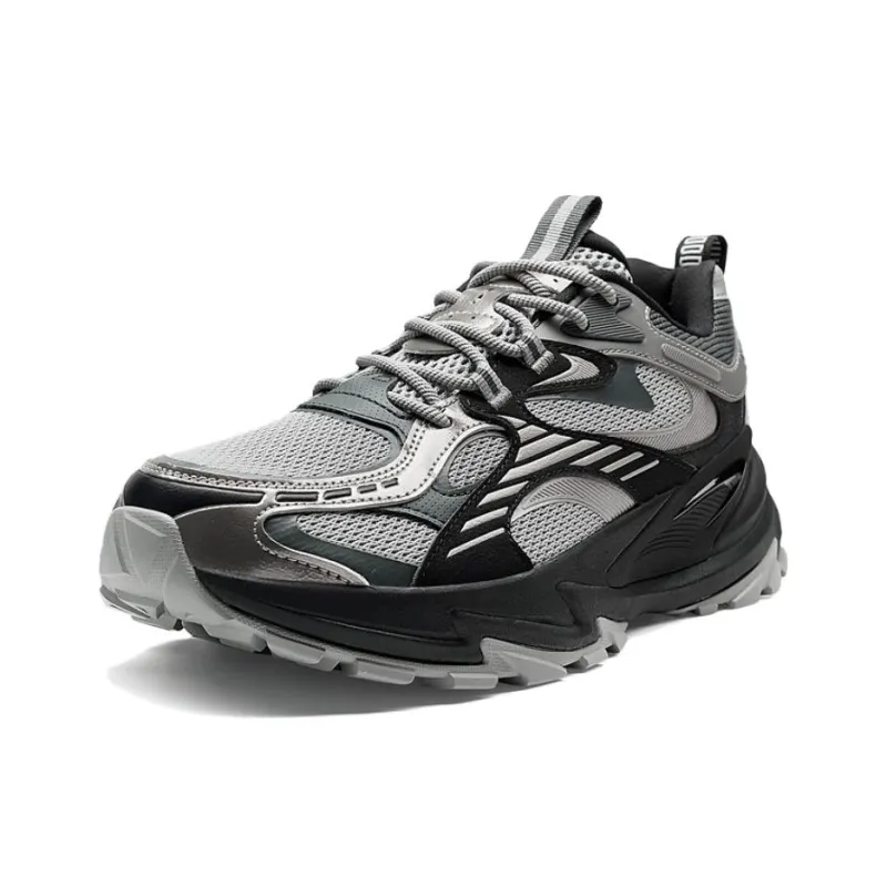 XTEP Anti Slip Wear Resistant Low Top Outdoor Shoes Men's Silver Gray Black-1