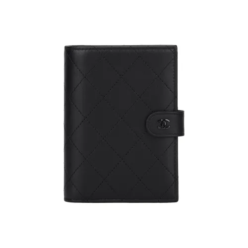 CHANEL Calfskin Passport Holder Women's Black
