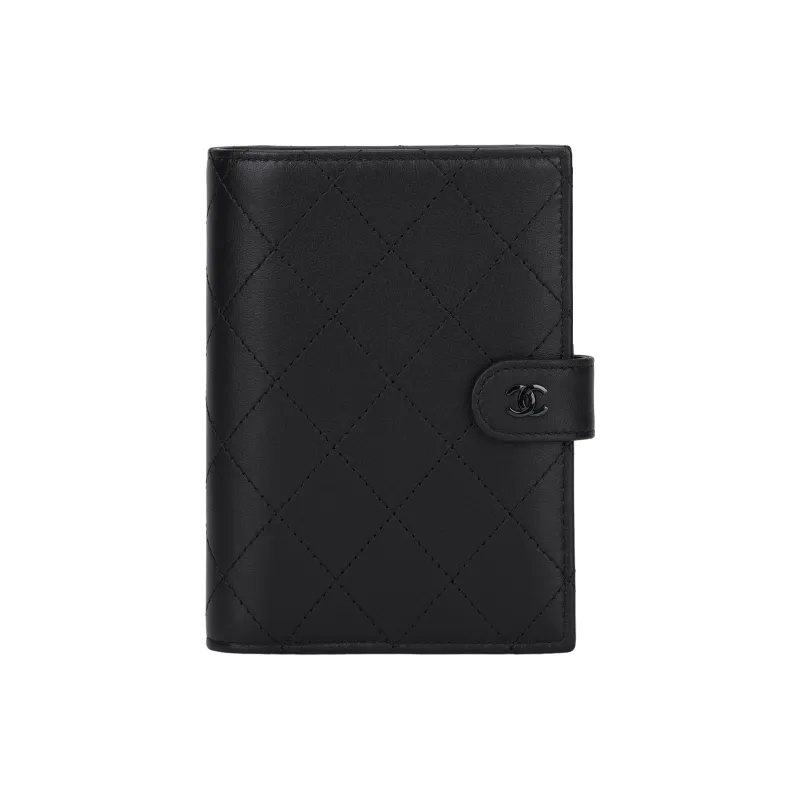 CHANEL Calfskin Passport Holder Women's Black-0