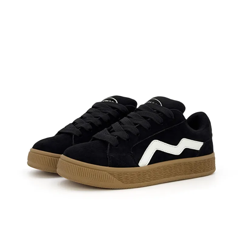 UNIITY Height Increasing Wear Resistant Lightweight Breathable Water Resistant Low Top Skateboard Shoes Women's Black-3