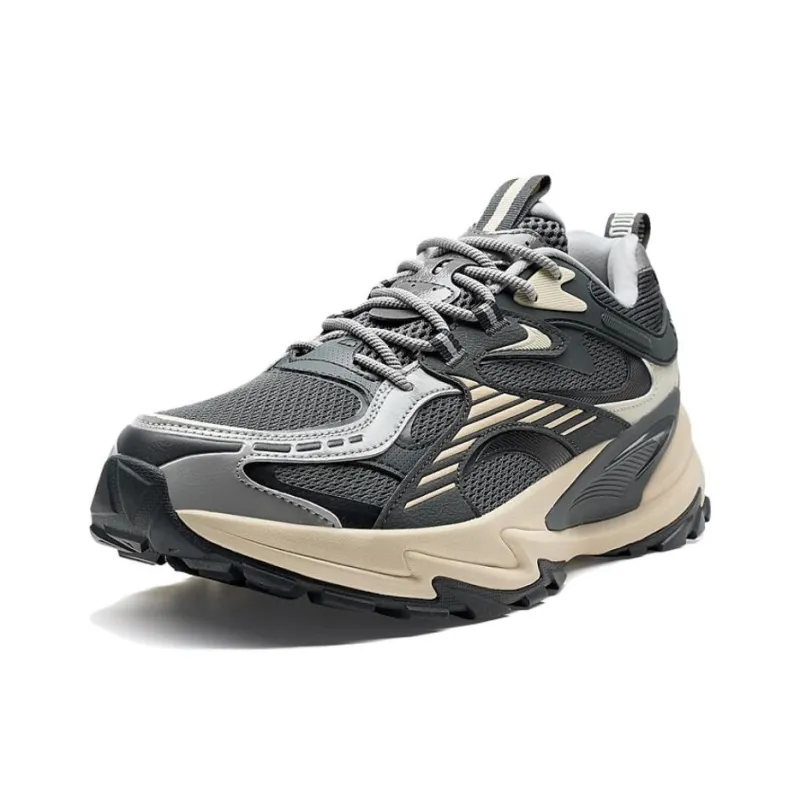 XTEP Anti Slip Wear Resistant Low Top Outdoor Shoes Men's Gray Black-1
