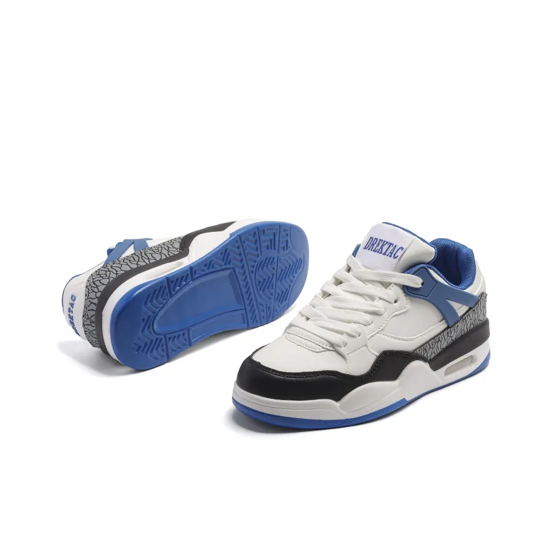 LIANGHUO Slip-Resistant Cushioning Lightweight Height Increasing Low-Top Skateboard Shoes Unisex White Black Blue-5