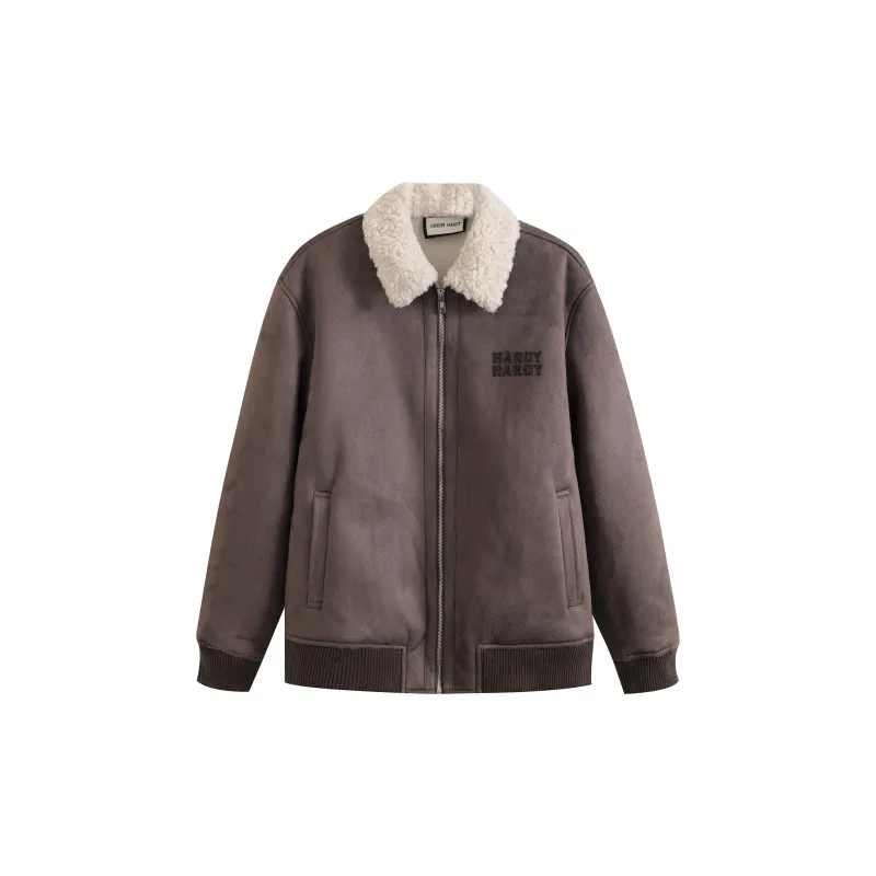 HARDY HARDY Velvet-feel Coat Unisex Coffee-0