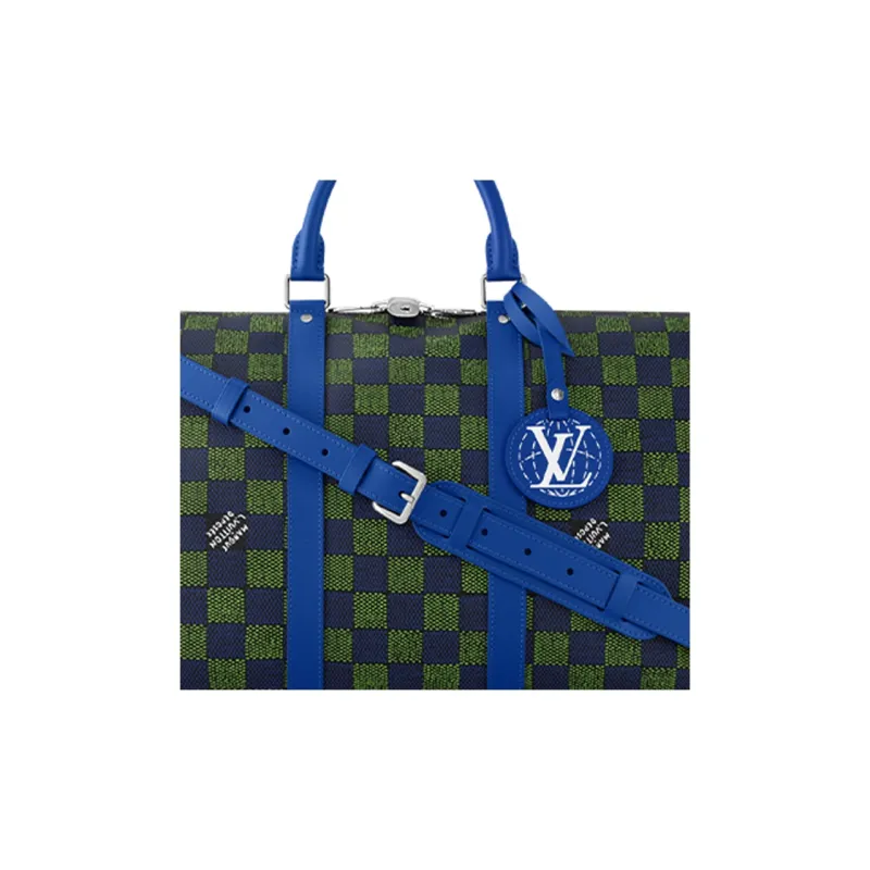 LOUIS VUITTON Keepall Bandouliere 50 Damier Heritage Blue Green-4