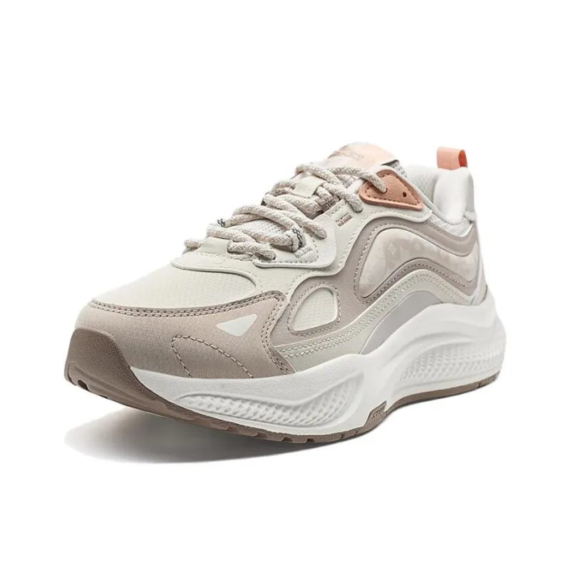 XTEP Anti Slip And Wear Resistant Height Increasing Low Top Casual Shoes Women's Beige Brown-1