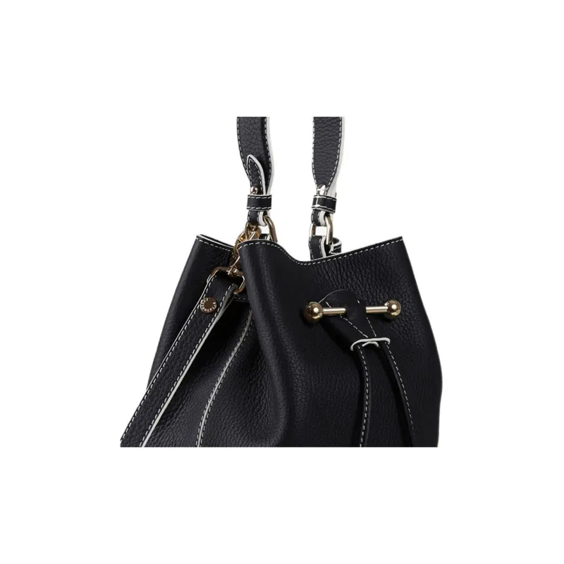 Strathberry Cow Leather Bucket Bag Portable Crossbody Bag Shoulder Bag Women's Black Binding-1