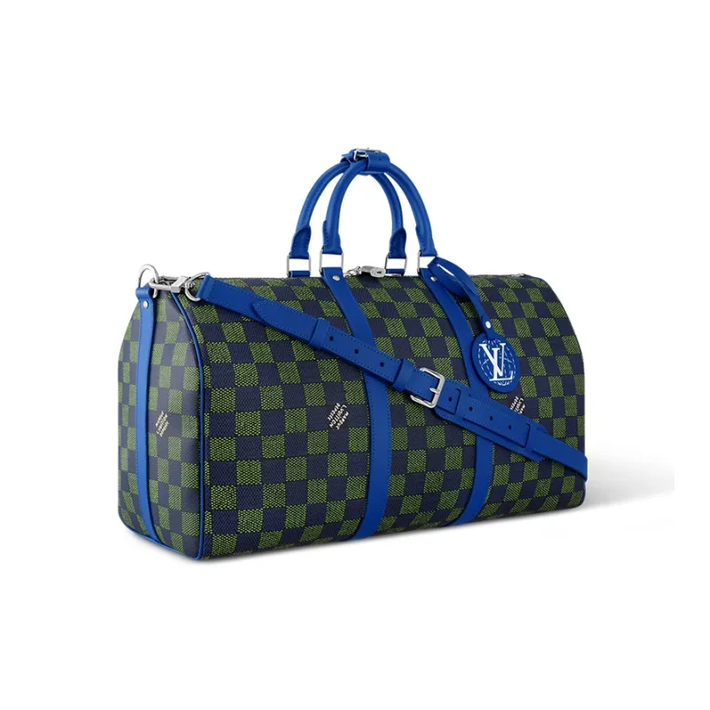 LOUIS VUITTON Keepall Bandouliere 50 Damier Heritage Blue Green-1