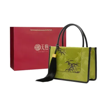 Pmsi Split Cow Leather Handbag Medium Size Women's Brown/Green