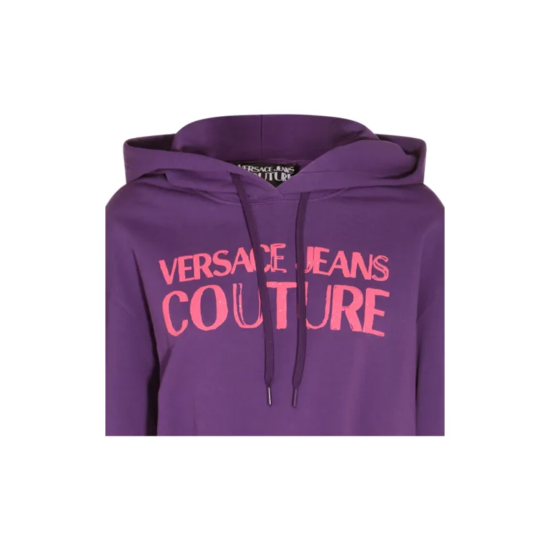 VERSACE JEANS COUTURE Logo print Cropped Cotton Hoodie-2