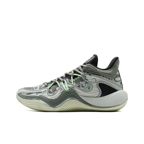 XTEP Lightweight Warm Coverage Mid Top Basketball Shoes Men's Gray Green