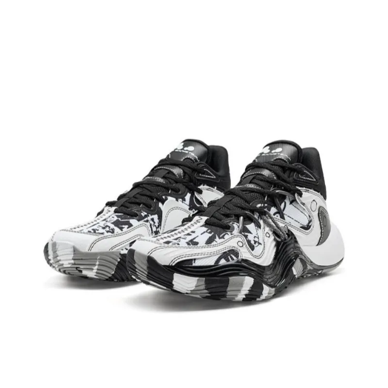 XTEP Lightweight Warm Coverage Mid Top Basketball Shoes Men's Black White Gray-2
