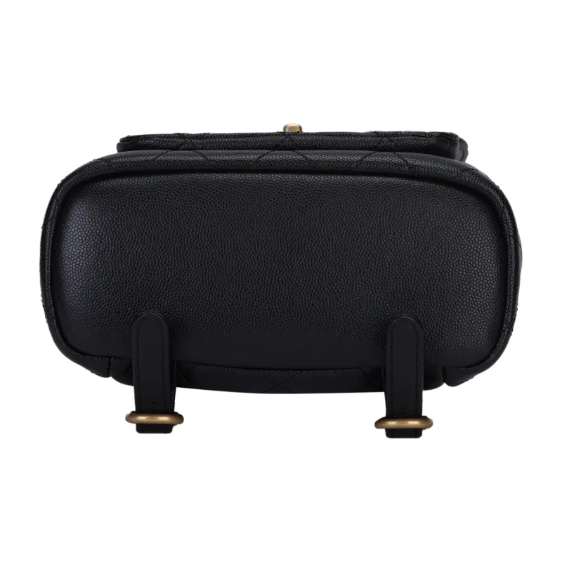 CHANEL Cow Leather Backpack Women's Black-3