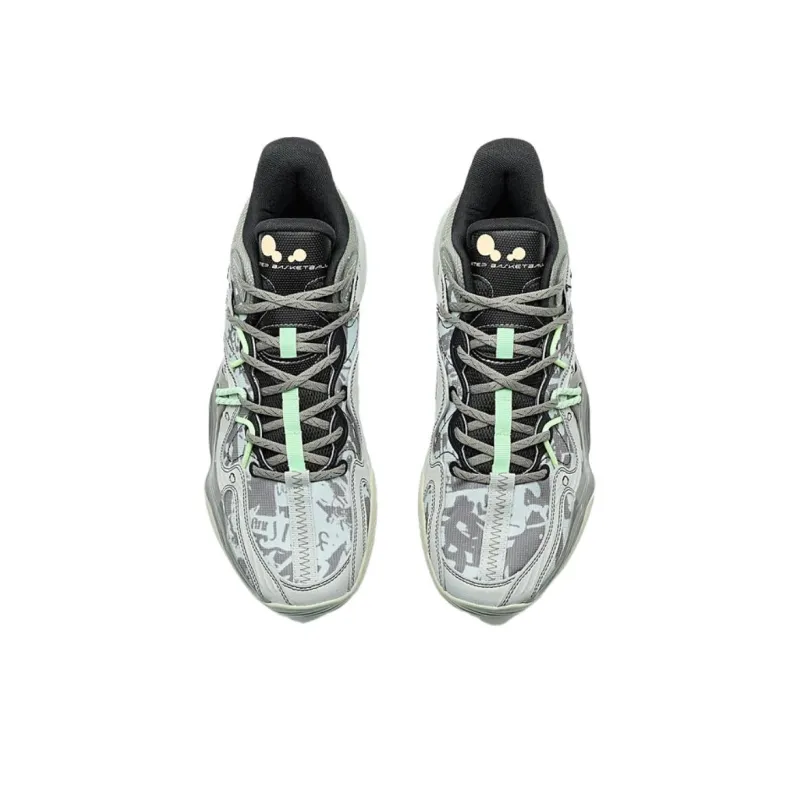 XTEP Lightweight Warm Coverage Mid Top Basketball Shoes Men's Gray Green-3
