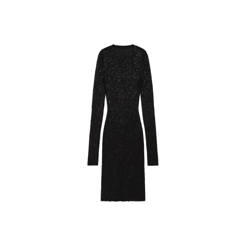 Balenciaga Long Sleeved Dresses Slim Fit Women's Black-1