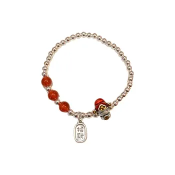 Kim Heng Hee S999 Fine Silver New Chinese Style Zodiac Year Wristband With Zhao Cai Jin Bao Design Unisex
