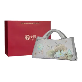 Pmsi Split Cow Leather With Mulberry Silk Handbag Small Size Women's Grey/mustard Green