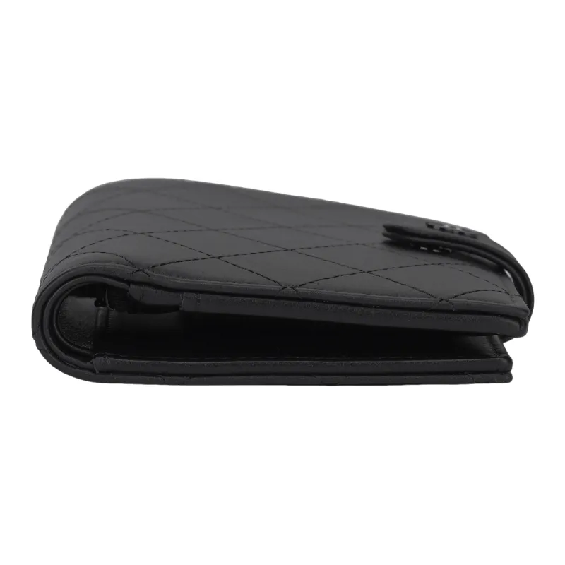 CHANEL Calfskin Passport Holder Women's Black-3