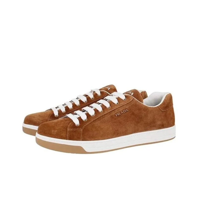 PRADA Low Top Skateboard Shoes Men's Brown-3