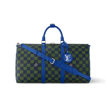 LOUIS VUITTON Keepall Bandouliere 50 Damier Heritage Blue Green
