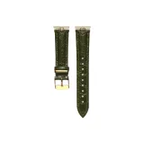 Green/Round Alligator T-Buckle Leather-Textured Strap