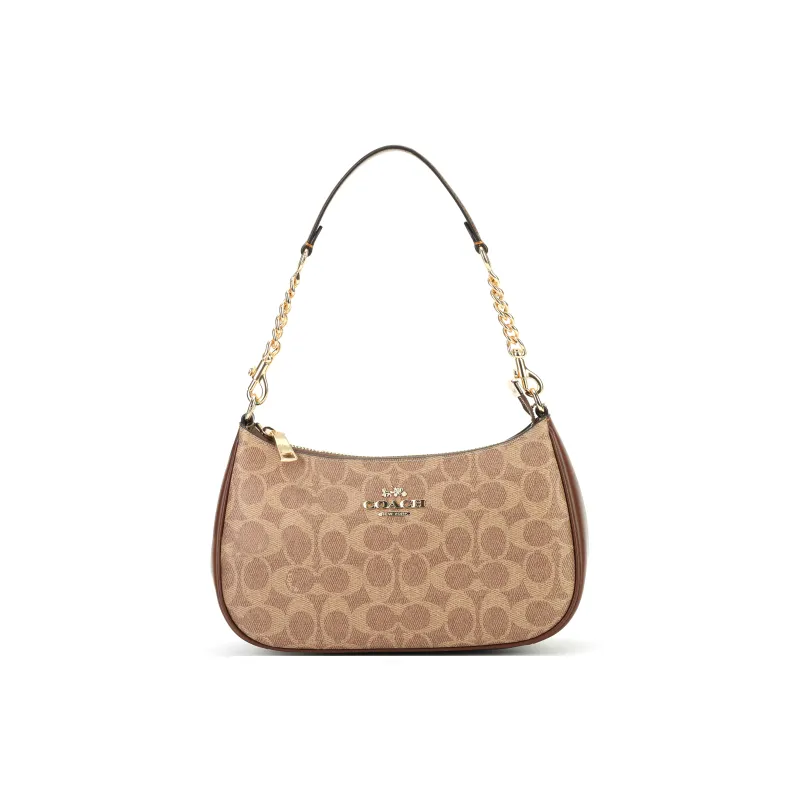 COACH Teri Artificial Leather With Recycled Leather Shoulder Bag, Crossbody Bag, Handbag Medium Size Women's Khaki-1