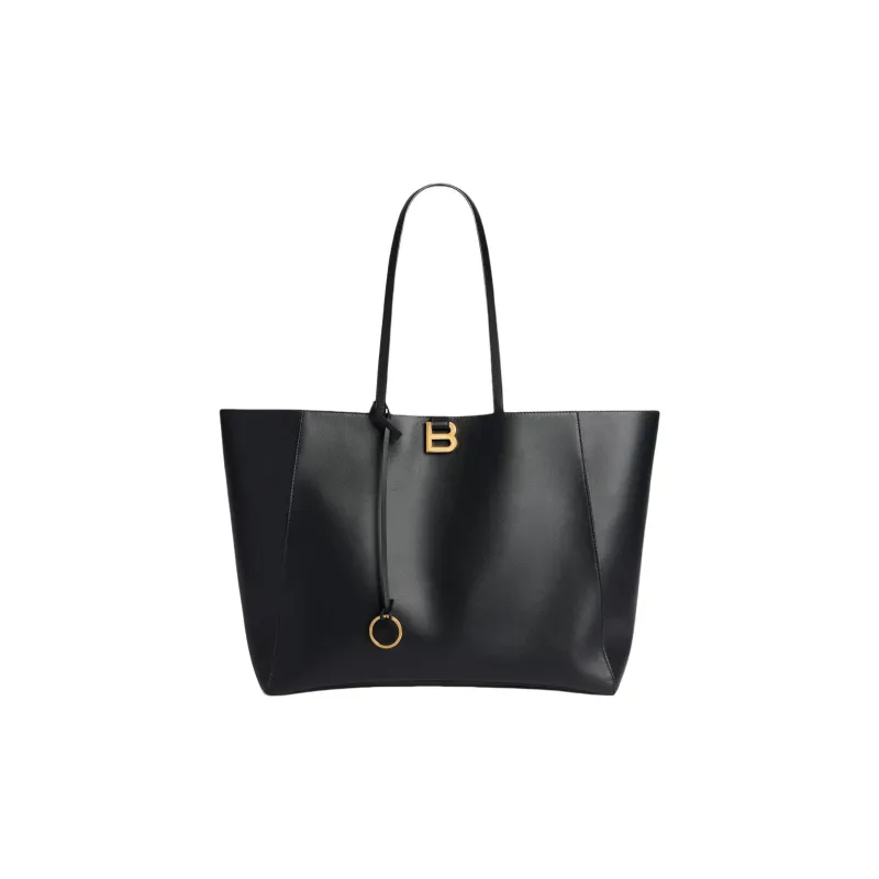 Balenciaga Hourglass Smooth Calf Leather Tote Bag, Shopping Bag, Shoulder Bag Large Size Women's Black-0