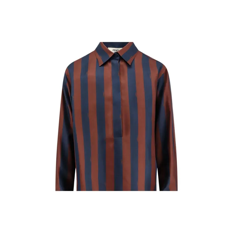 FENDI Striped Long Sleeved Shirt-2