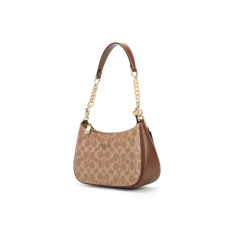 COACH Teri Artificial Leather With Recycled Leather Shoulder Bag, Crossbody Bag, Handbag Medium Size Women's Khaki-2
