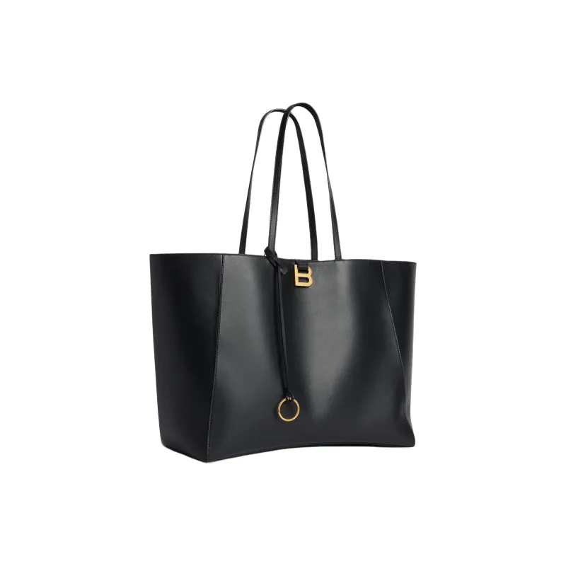 Balenciaga Hourglass Smooth Calf Leather Tote Bag, Shopping Bag, Shoulder Bag Large Size Women's Black-1