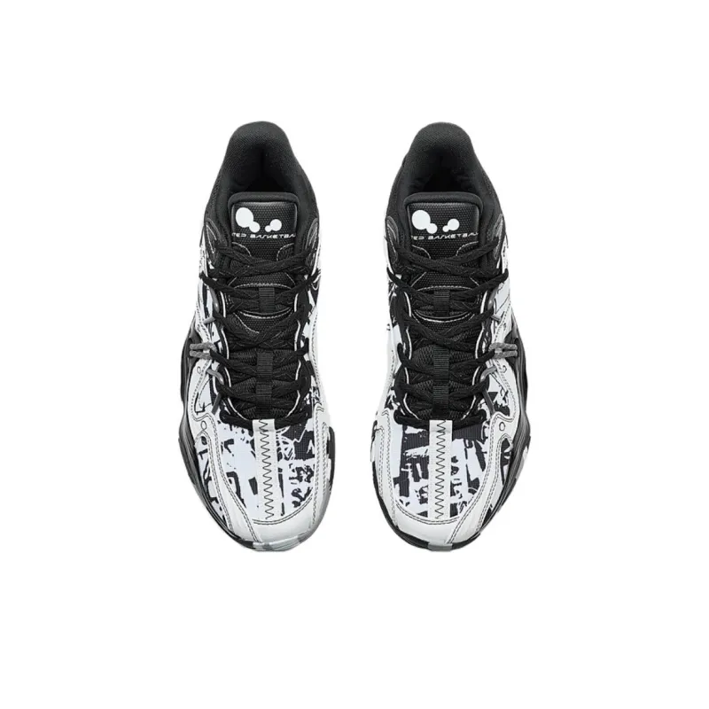 XTEP Lightweight Warm Coverage Mid Top Basketball Shoes Men's Black White Gray-3