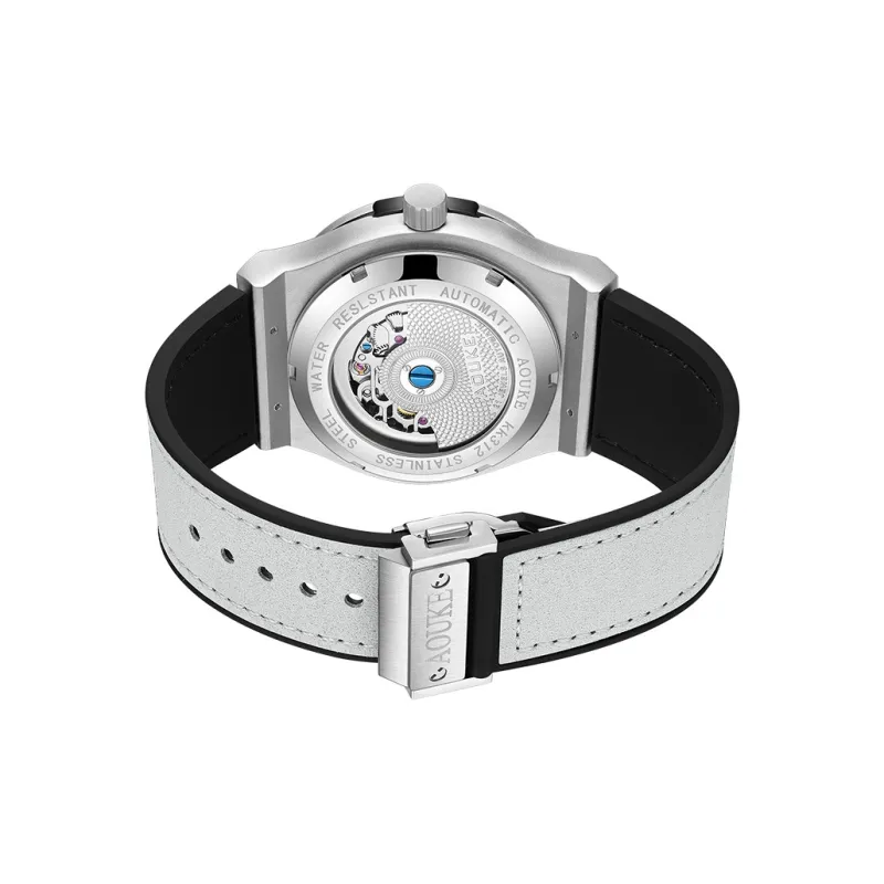 AOUKE Big Explosion Collection Mechanical Movement Silicone Strap Watch Men's Watches Gray Dial-20