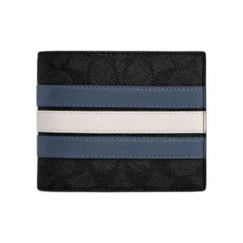 COACH 3 IN 1 Wallet Wallets Charcoal Gray & Denim Blue & Chalk White