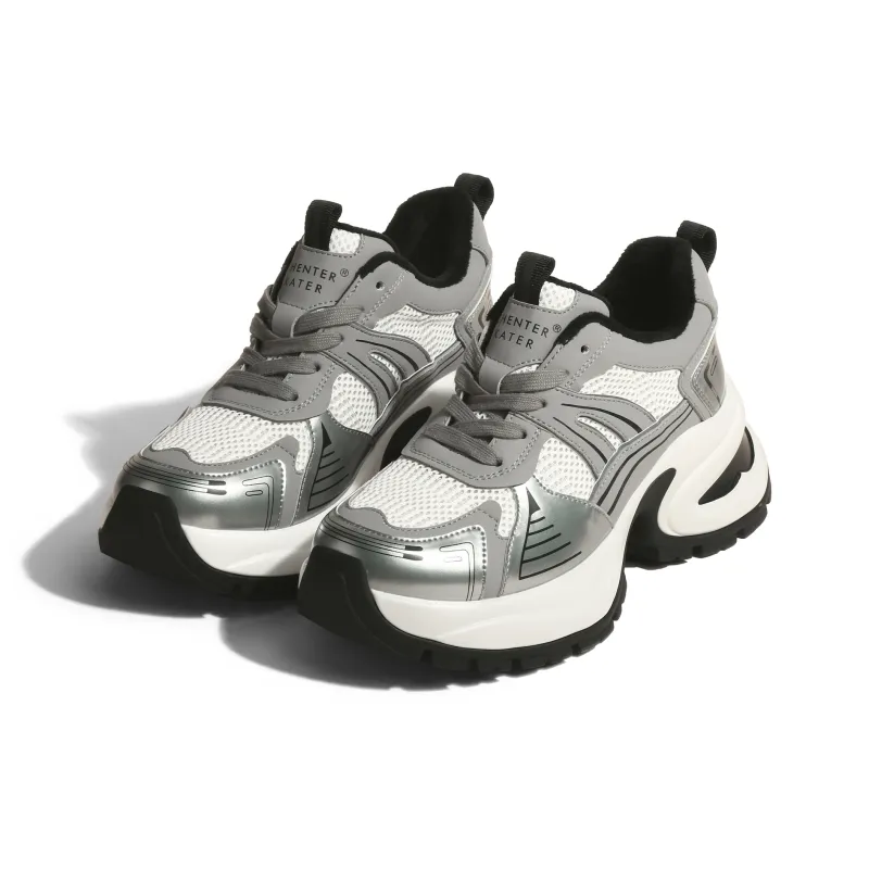 CHENTER KATER Lightweight Height Increasing Warm Low Top Chunky Sneakers Women's-2