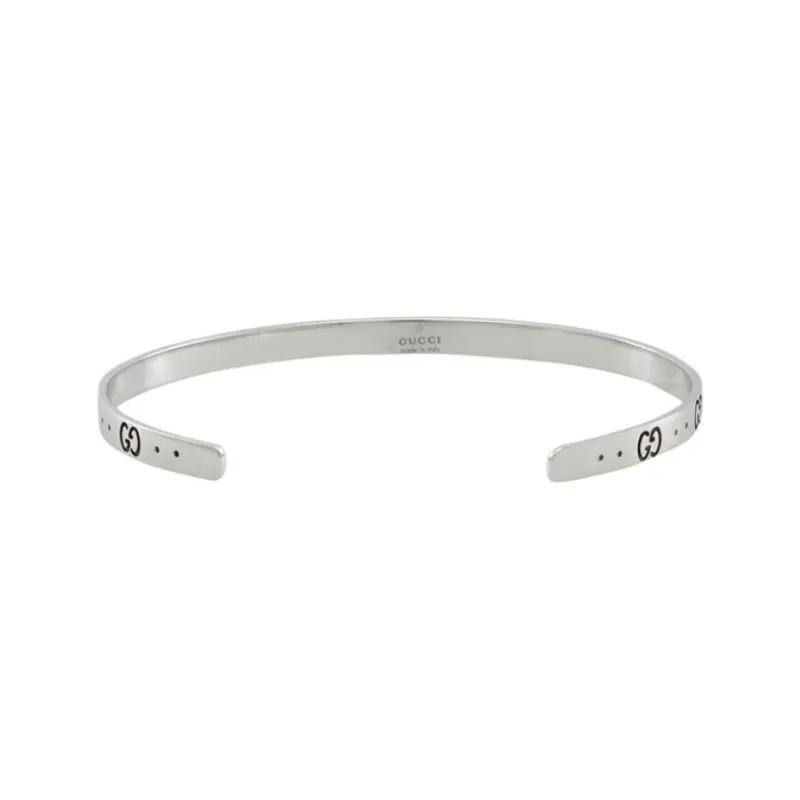 GUCCI 18K White Gold Bangles Women's Silver-2