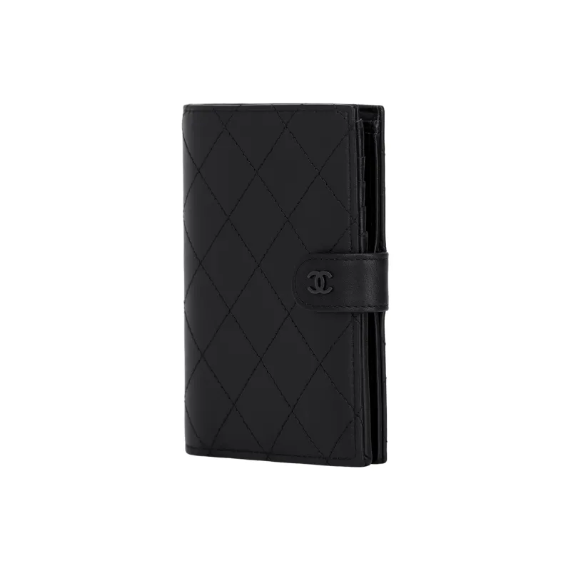 CHANEL Calfskin Passport Holder Women's Black-1