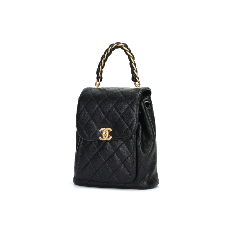 CHANEL Cow Leather Backpack Women's Black-1