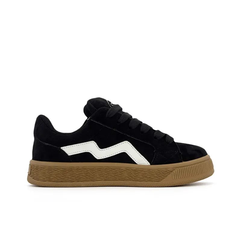 UNIITY Height Increasing Wear Resistant Lightweight Breathable Water Resistant Low Top Skateboard Shoes Women's Black-2