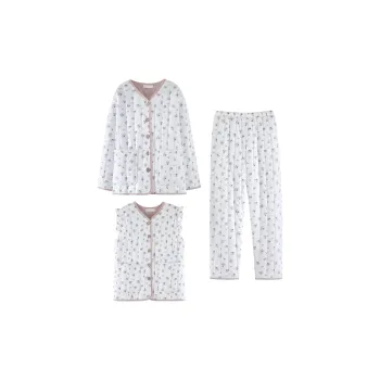 ZumashL Luxury Designer Series Pajama Set Women's Floral Purple Tail Grass
