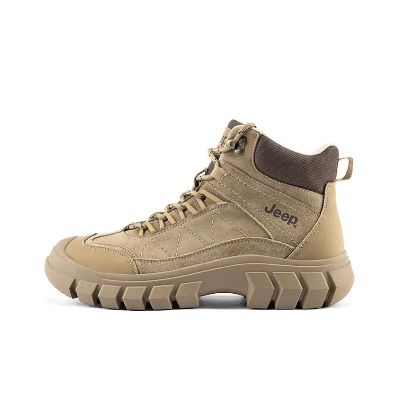 Jeep Work Boots Men High Top Sand/Khaki-5